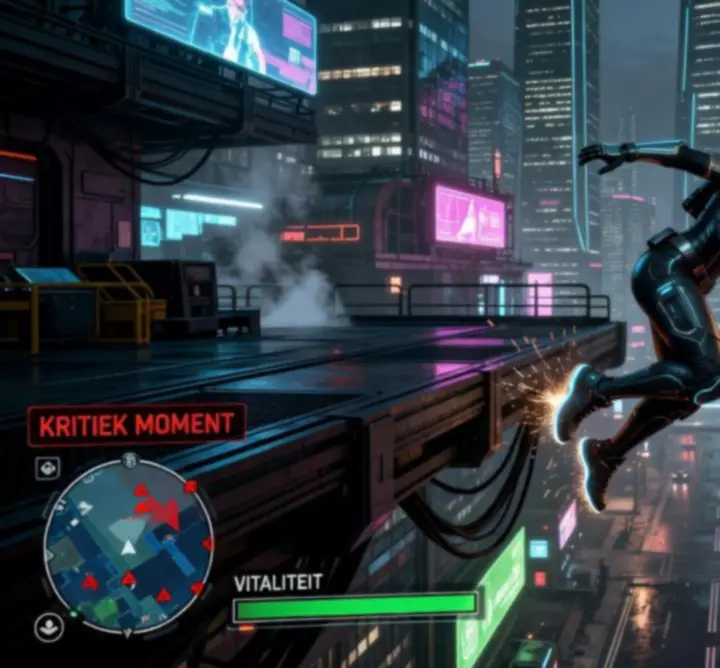 Gameplay-scenario waarin de speler een tactisch experimentraster analyseert.